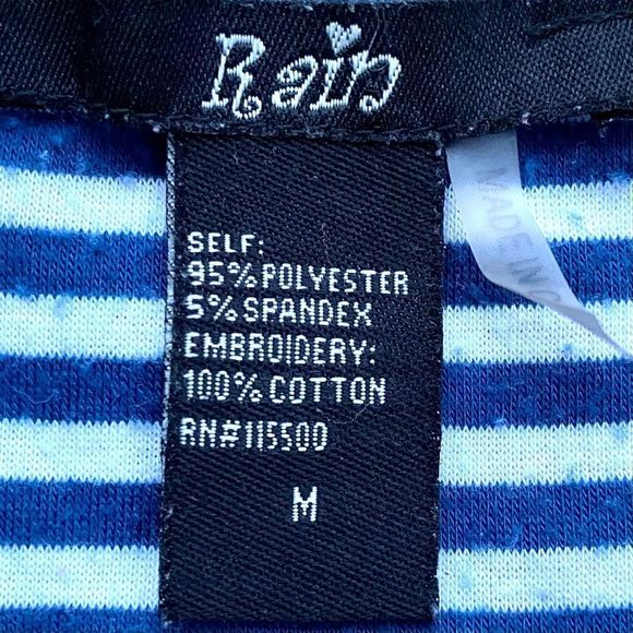 Rain Striped Nautical Hamptons Gold Embroidered Blue & White Tank Top Size M - Picture 5 of 7